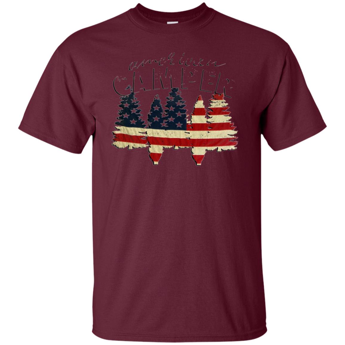 American Camper U.S. Flag Patriotic Camping T Shirt