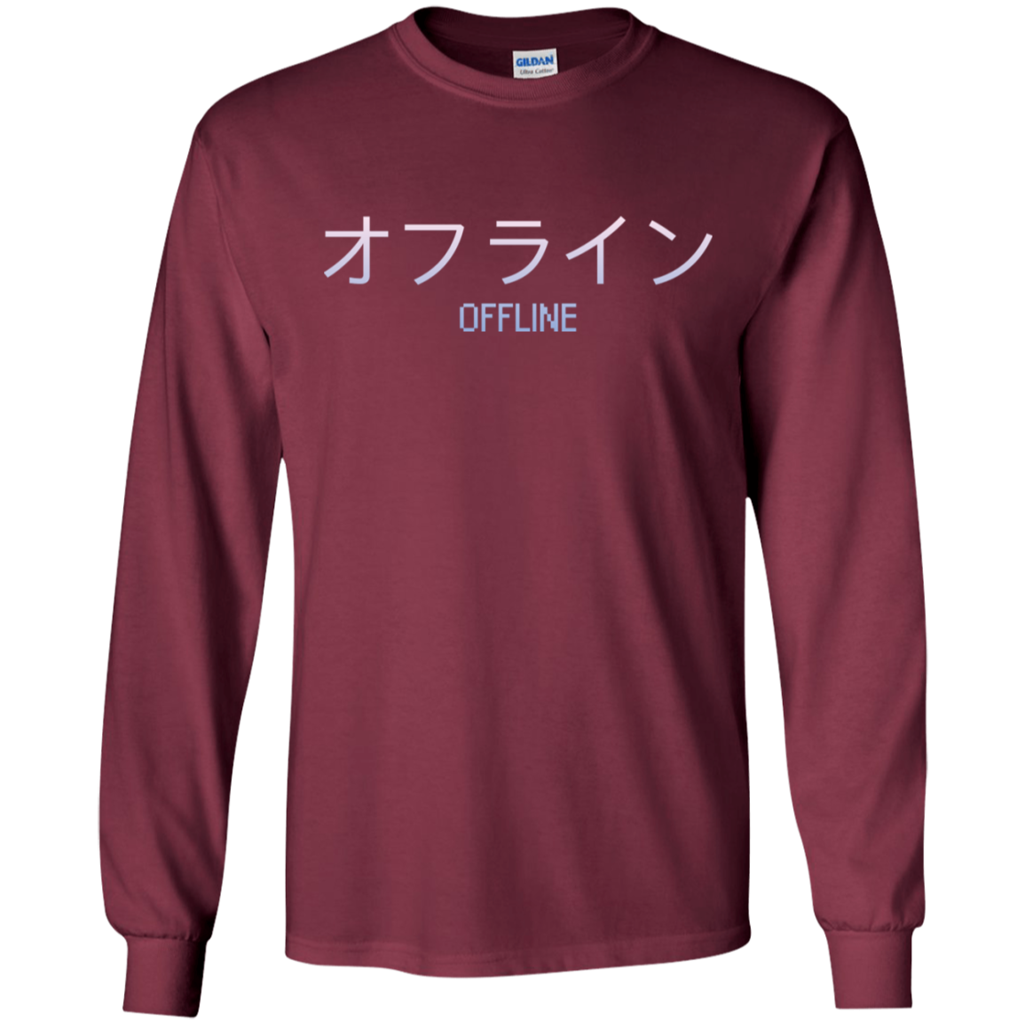 Aesthetic Sad Boys Vaporwave 'Offline' Longsleeve with Kanji