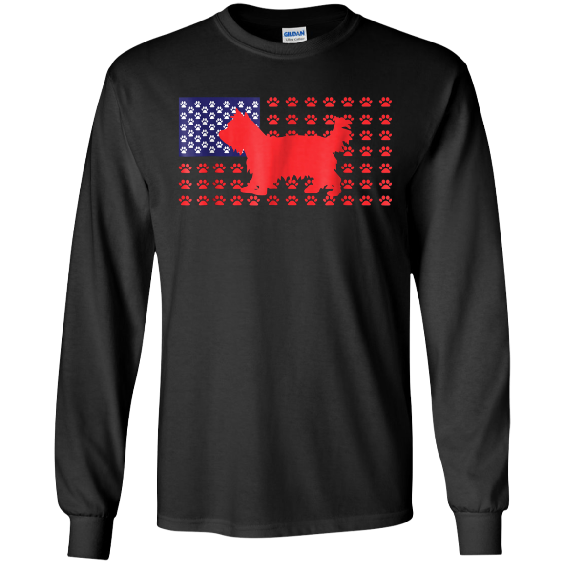 4th of July Tshirt - Funny Yorkshire Terrier American Flag