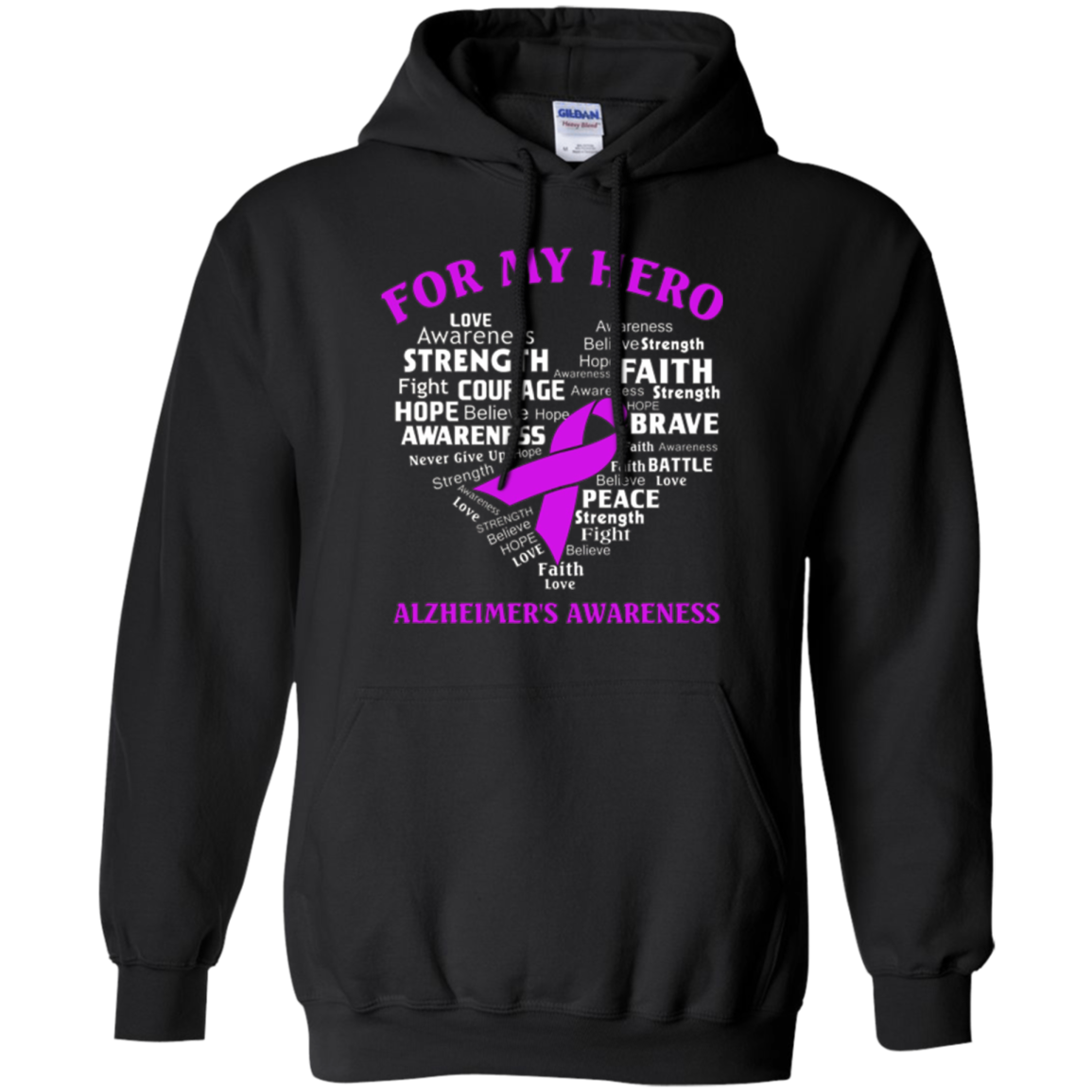 Alzheimer's Awareness Shirt For My Hero Ribbon Heart Tee