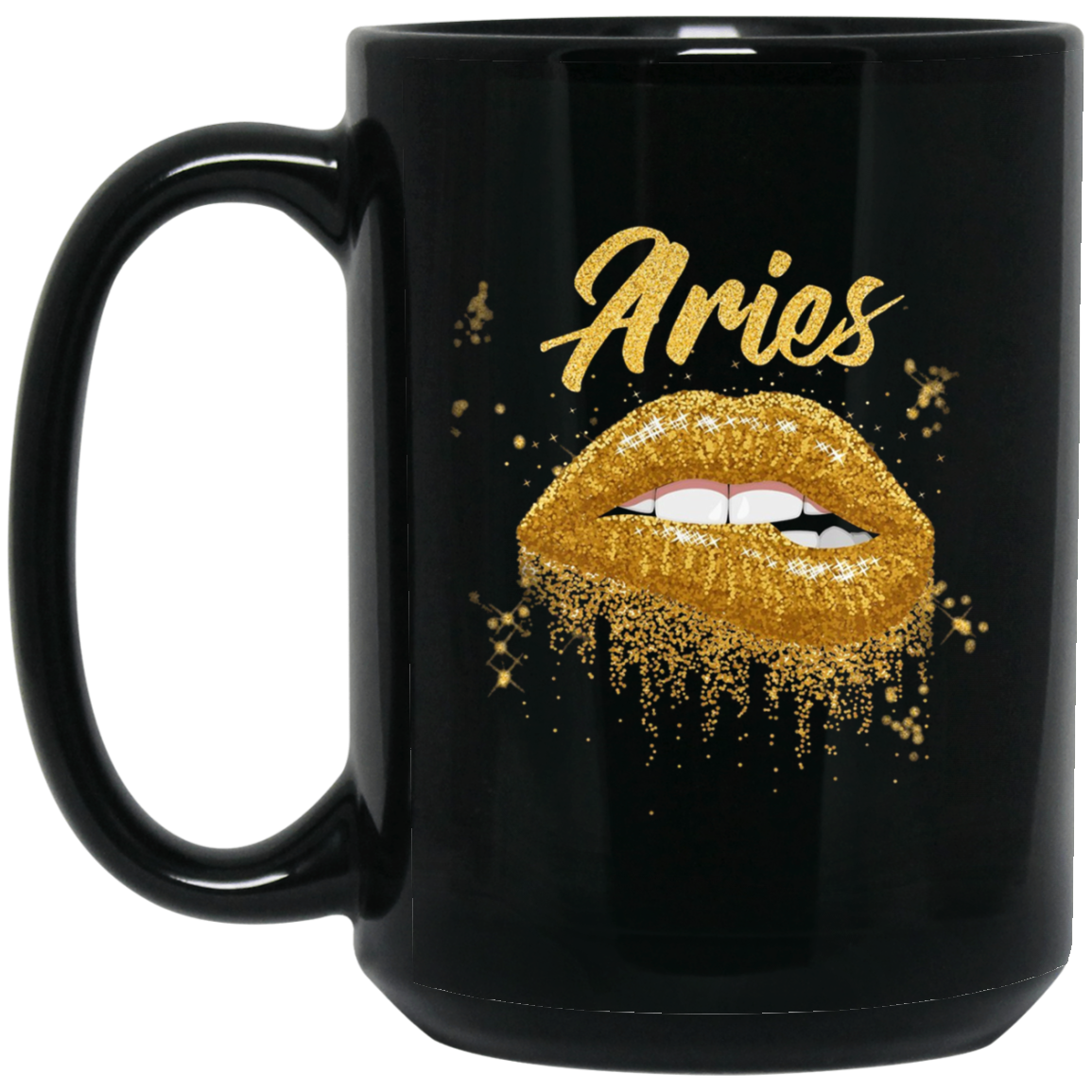 Aries Zodiac Birthday Golden Lips T-Shirt for Black Women
