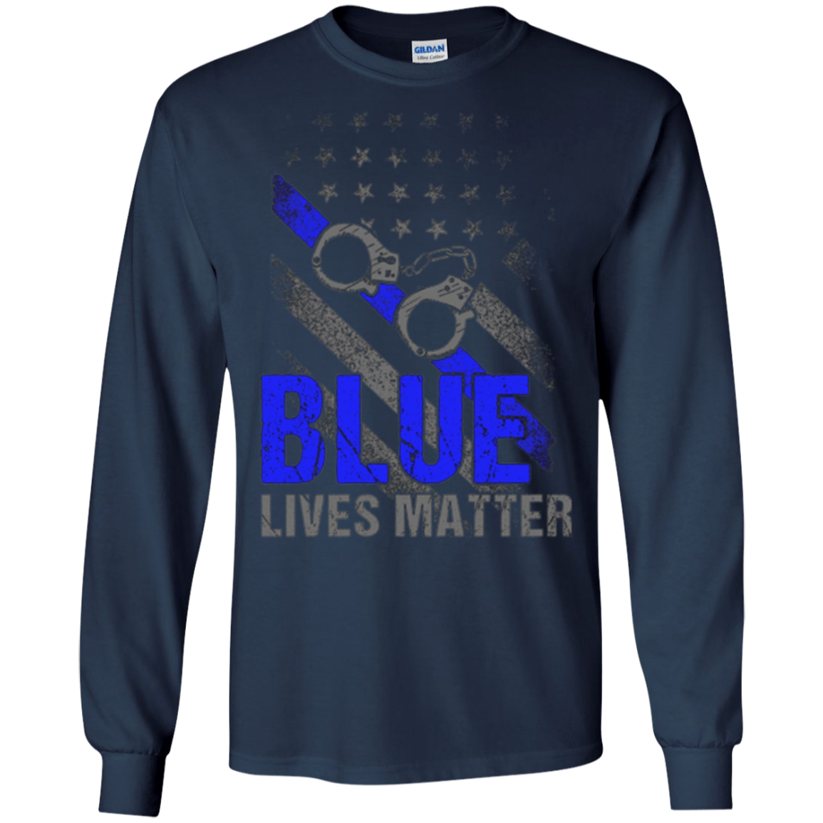 Adult Blue Live Matter Thin Blue Line Support Police T-Shirt