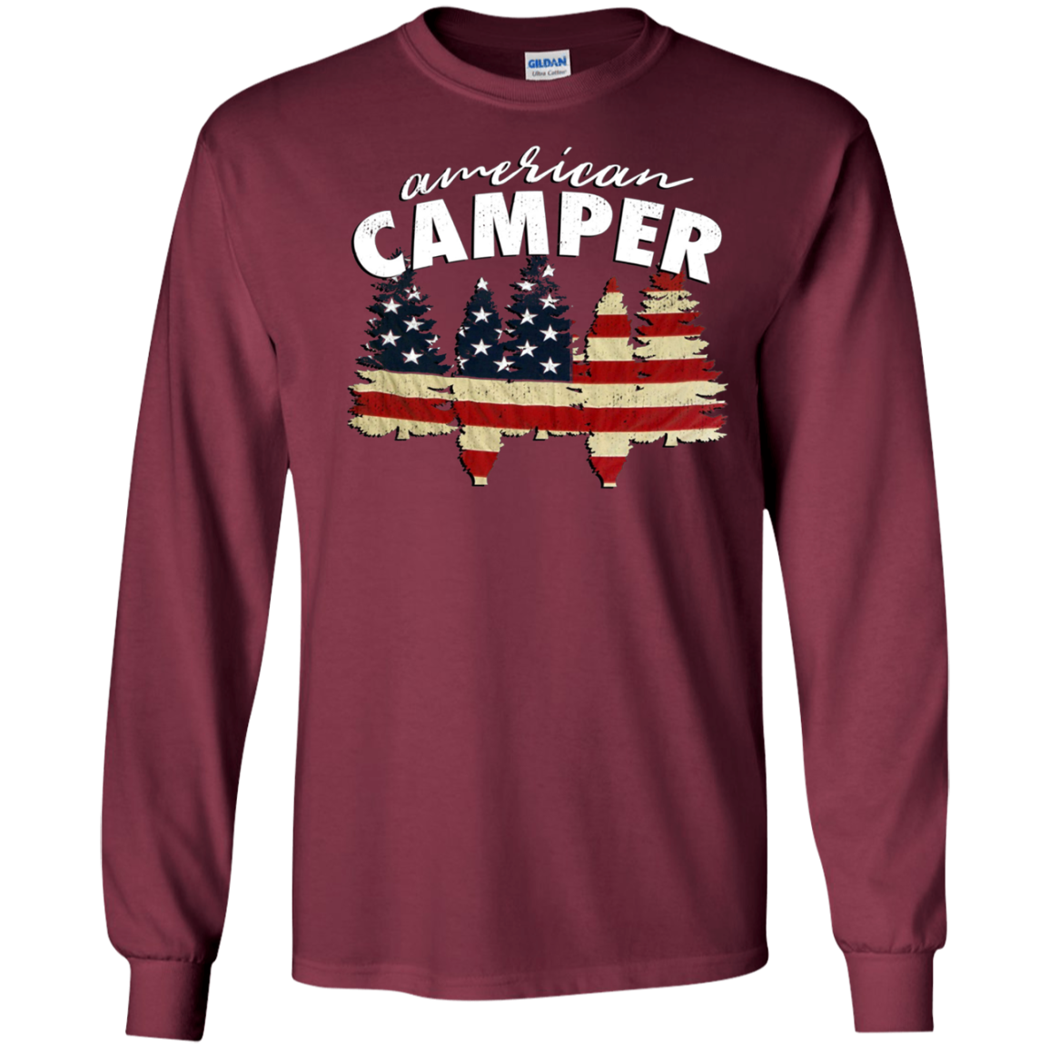 American Camper U.S. Flag Patriotic Camping T Shirt