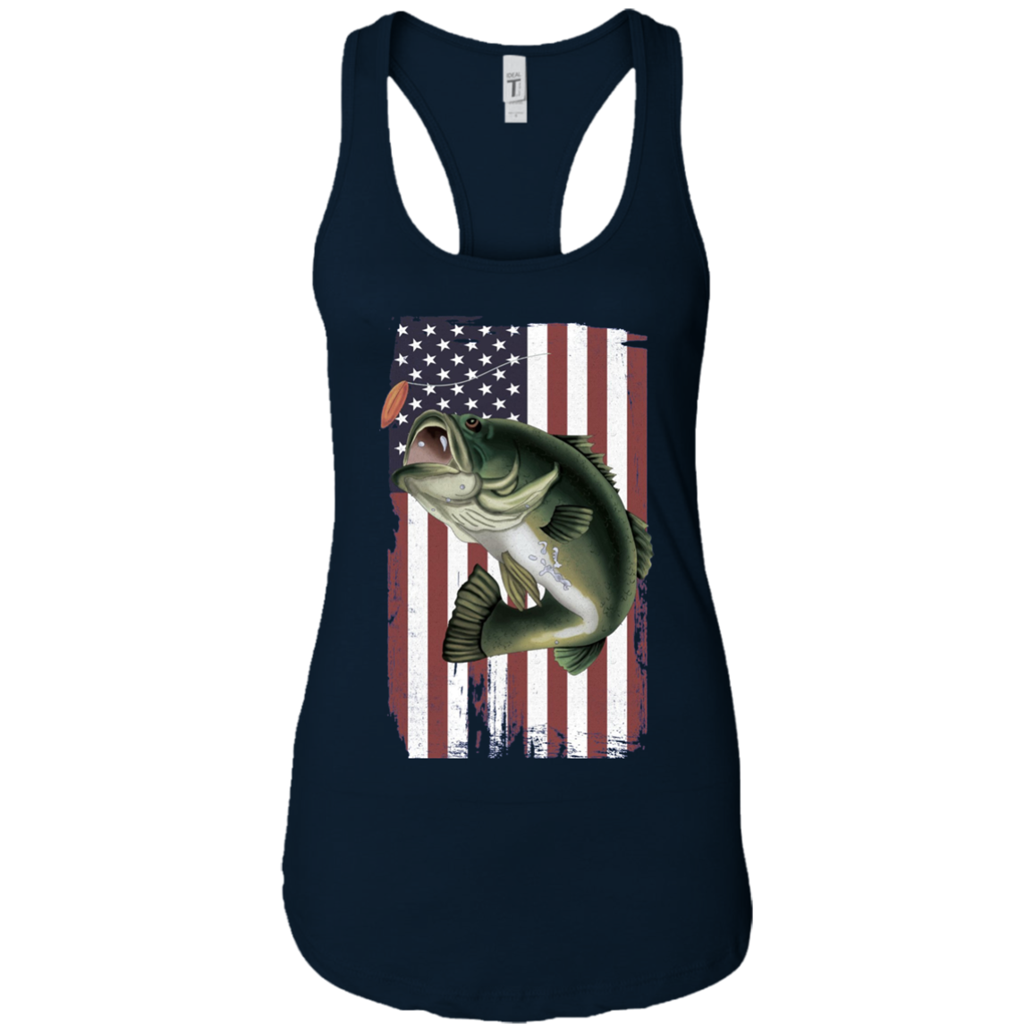 American Flag Patriotic Bass Fishing Shirt for Men Women