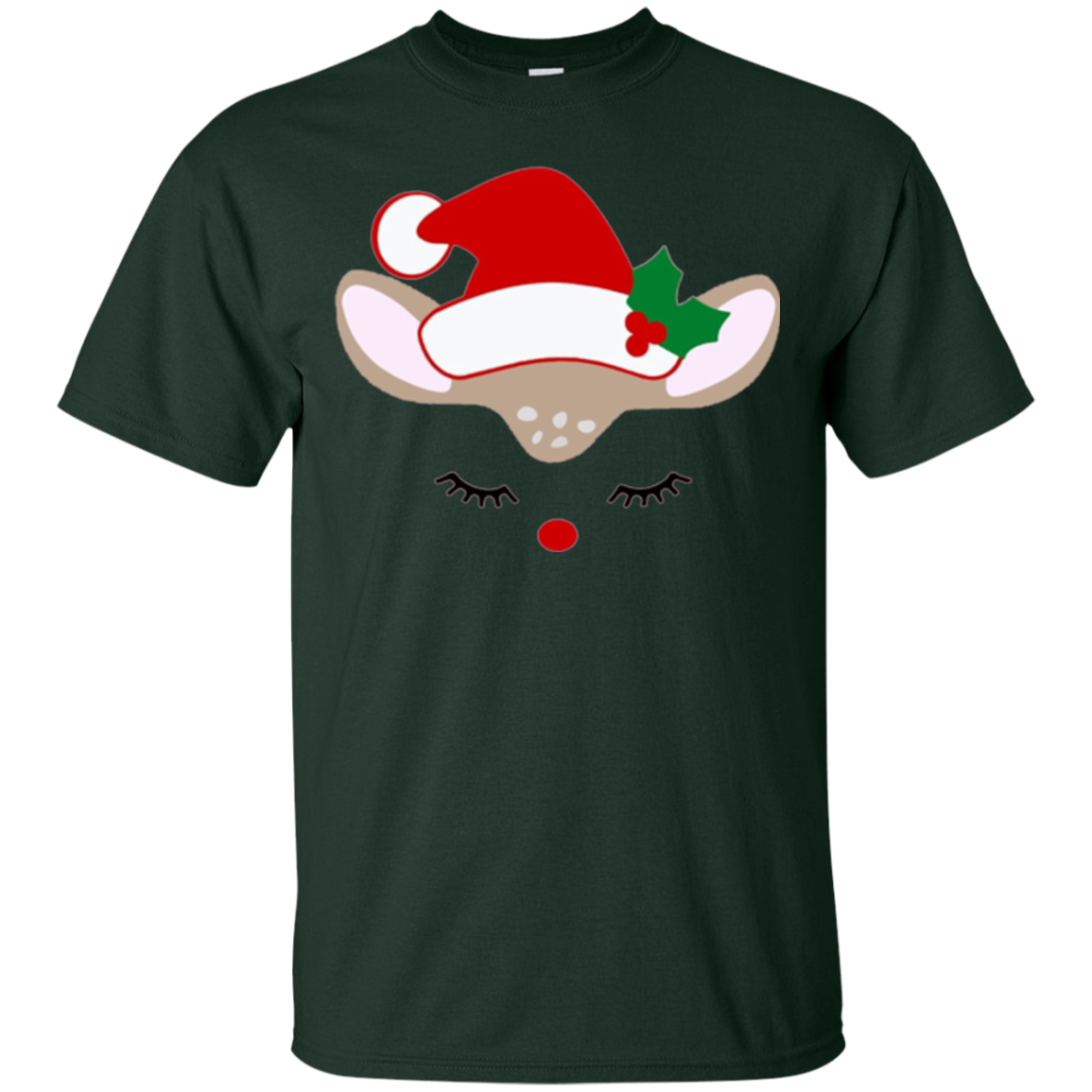 Santa Reindeer Face. Christmas Costume Holiday T-Shirt