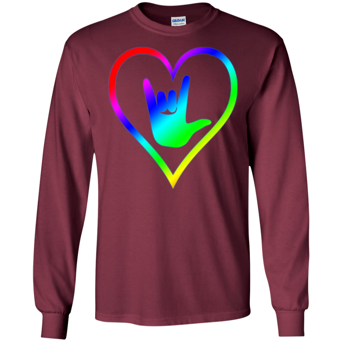 American Sign Language Tshirt I love you - Rainbow - Pride