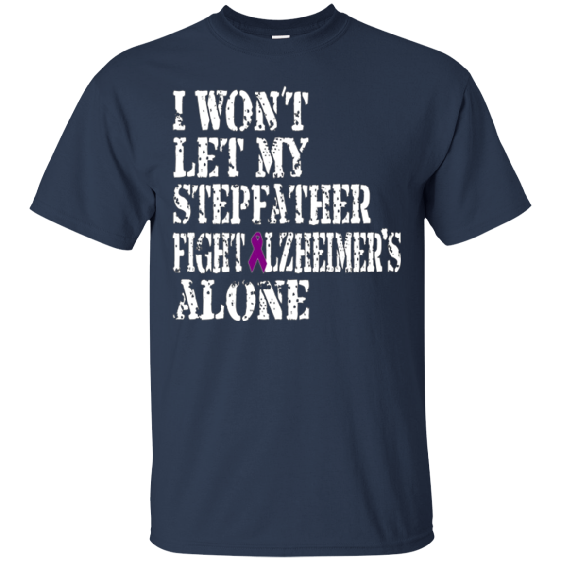 Alzheimer's Awareness T-Shirt For Stepfather Purple Ribbon