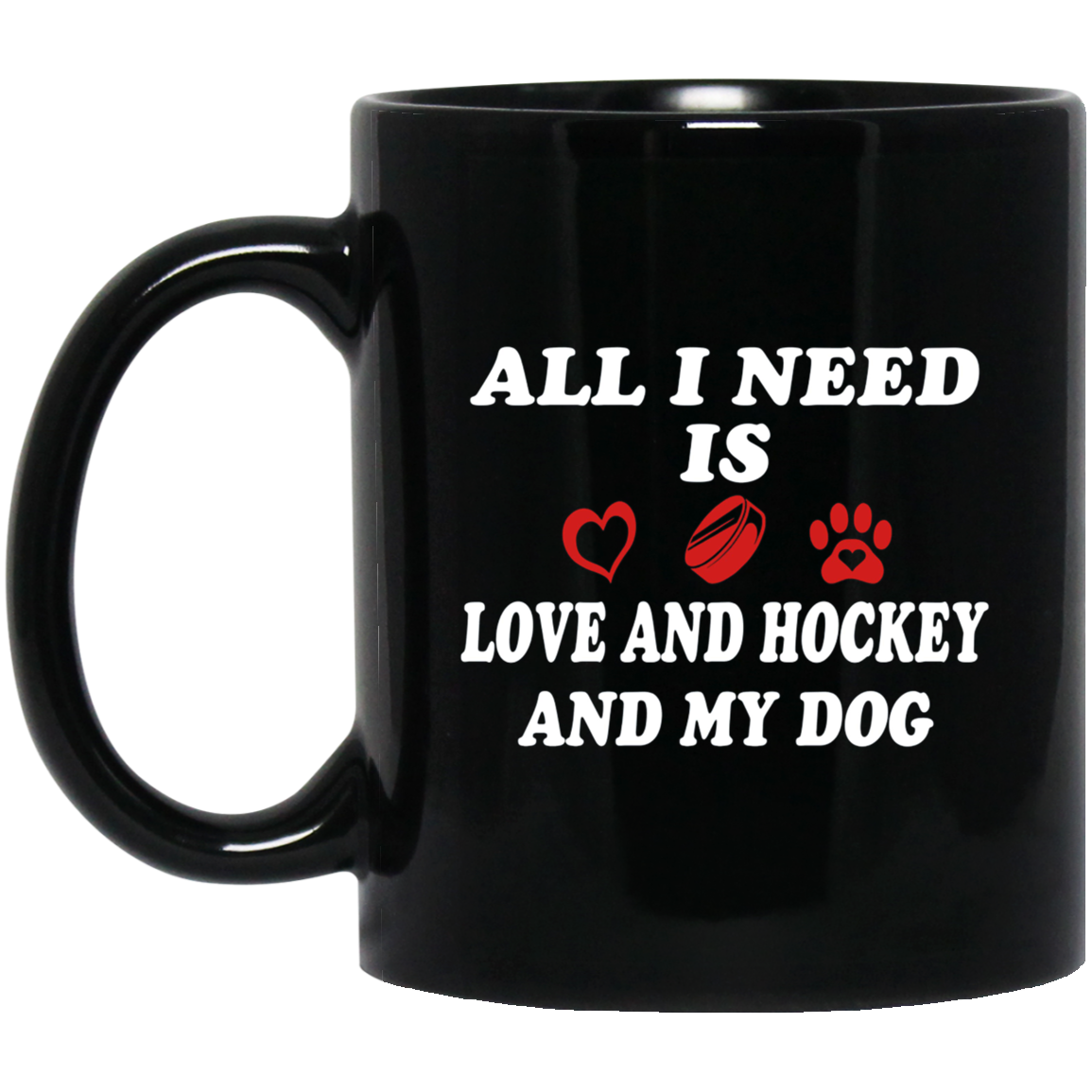 all i need is love and hockey and my dog t-shirt