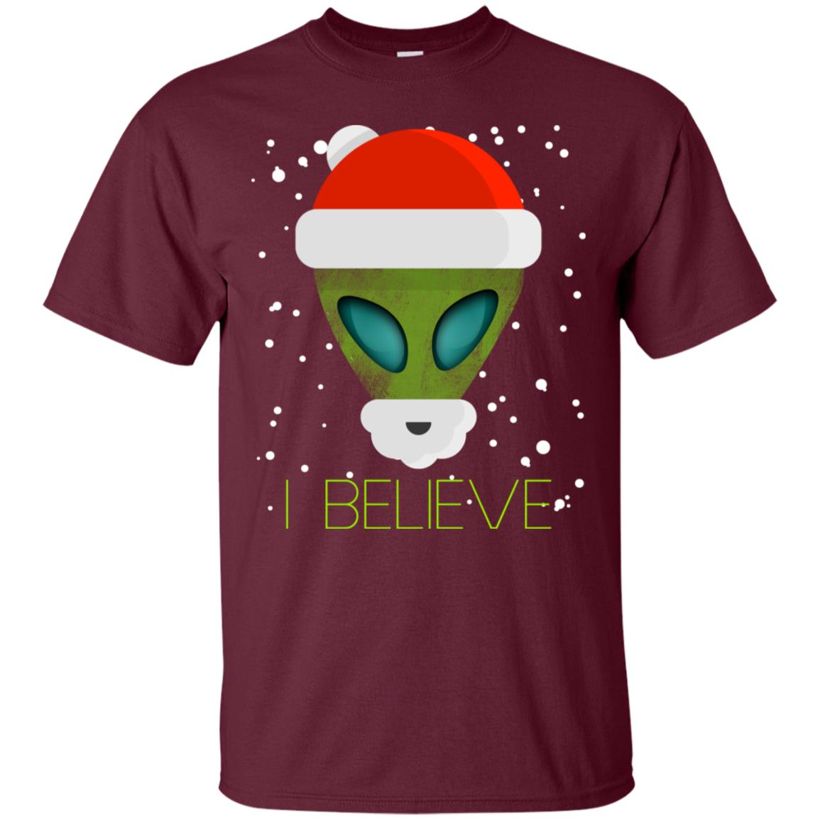 Alien Funny Christmas Tee Shirt I Believe Cute Ufo Gift
