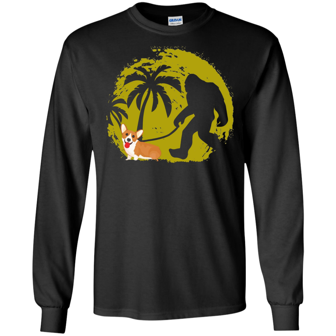 Bigfoot Walking Corgi T Shirt Funny Cute Sasquatch Gift