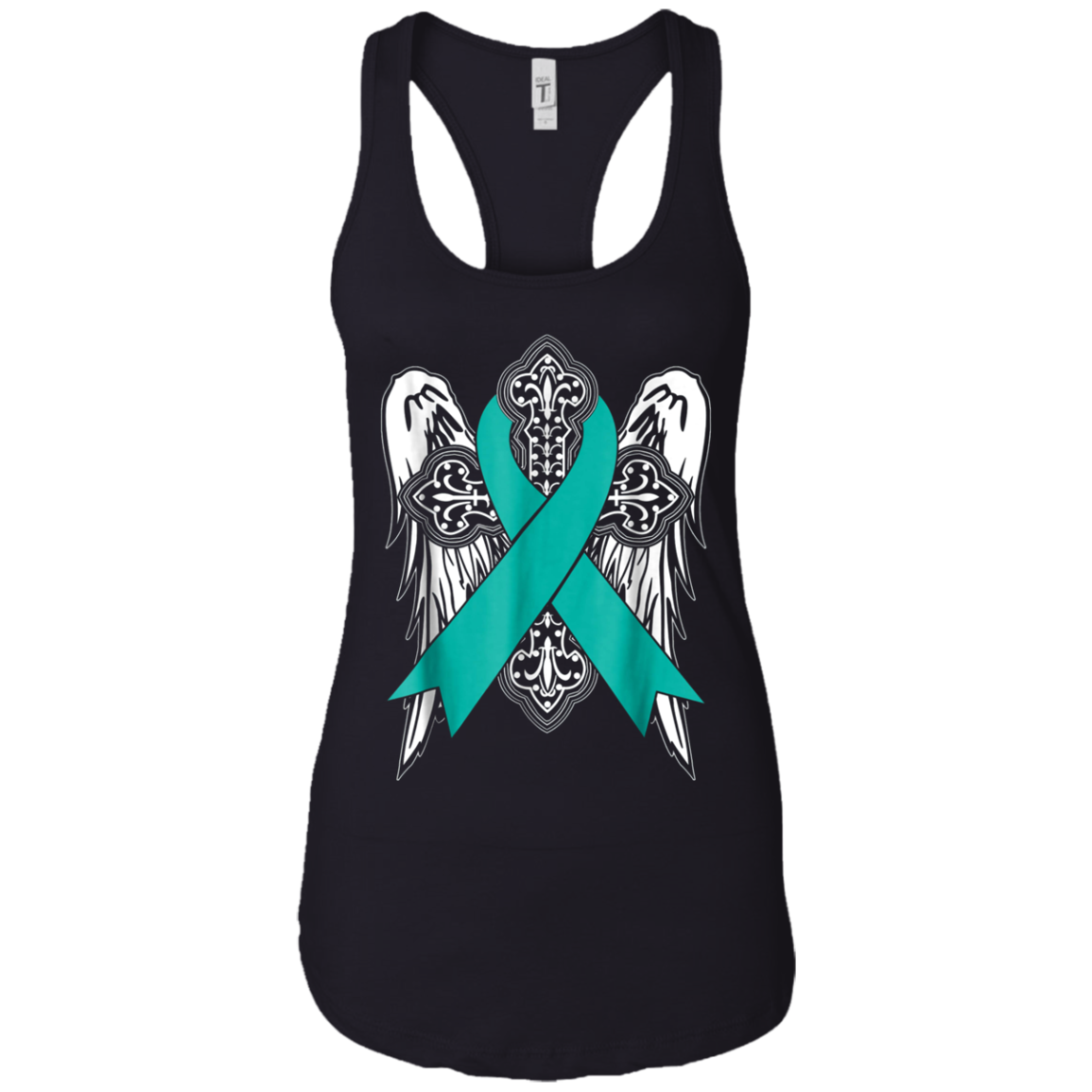 angel teal ribbon t shirt support ovarian cancer awareness