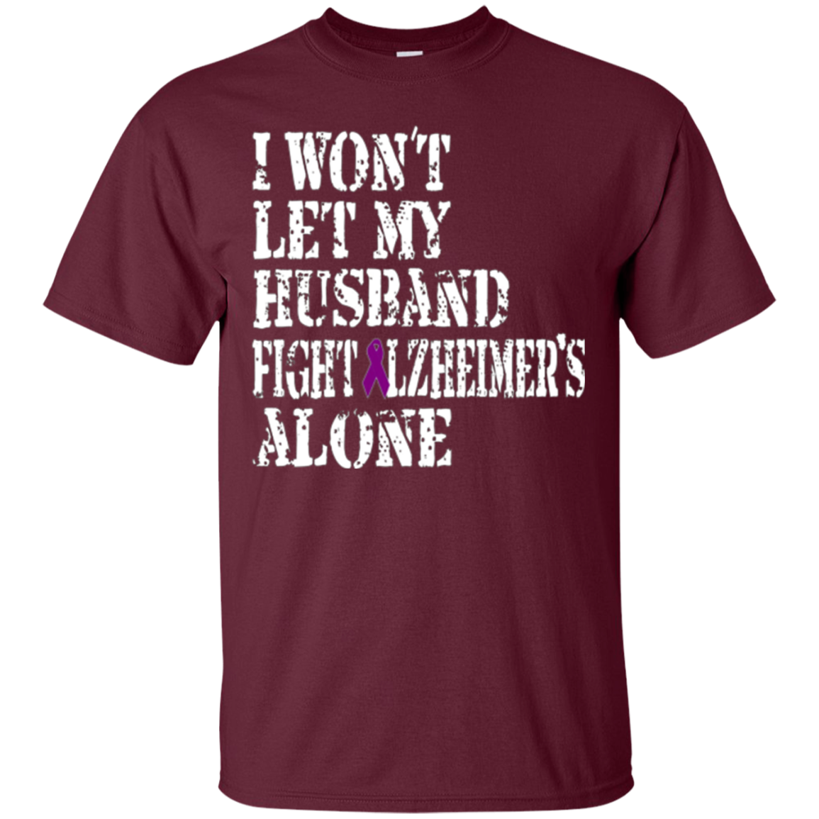 Alzheimer's Awareness T-Shirt For Husbands Purple Ribbon Tee