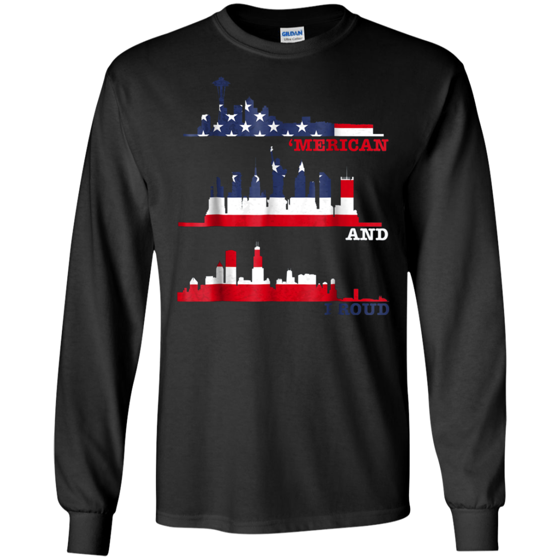 'Merican and Proud Awesome Patriotic 4th July T-Shirt