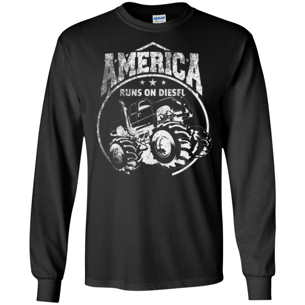 America Runs On Diesel Gear White Monster SUV Truck T-Shirt