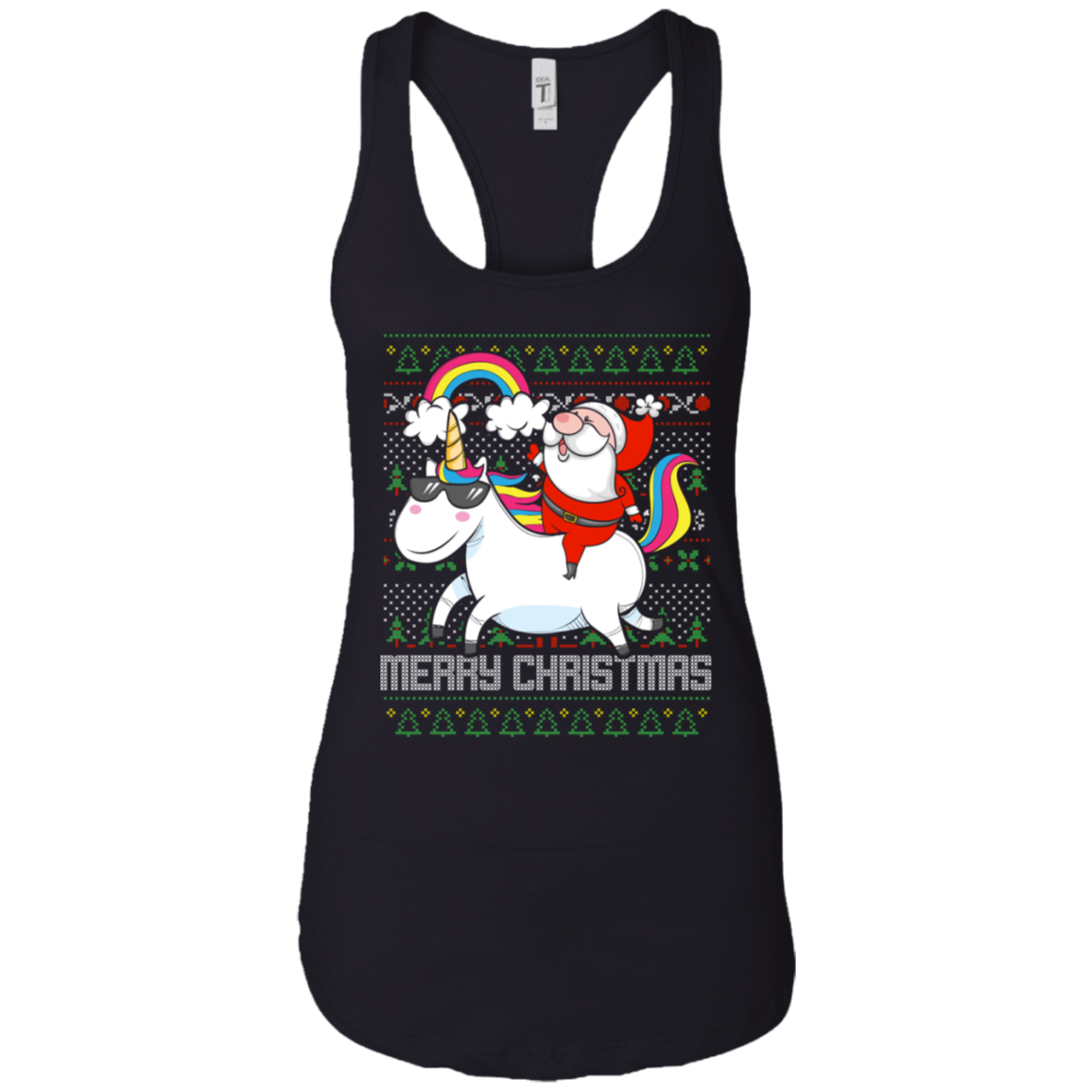 Santa Riding Unicorn Merry Xmas Gift Tshirt