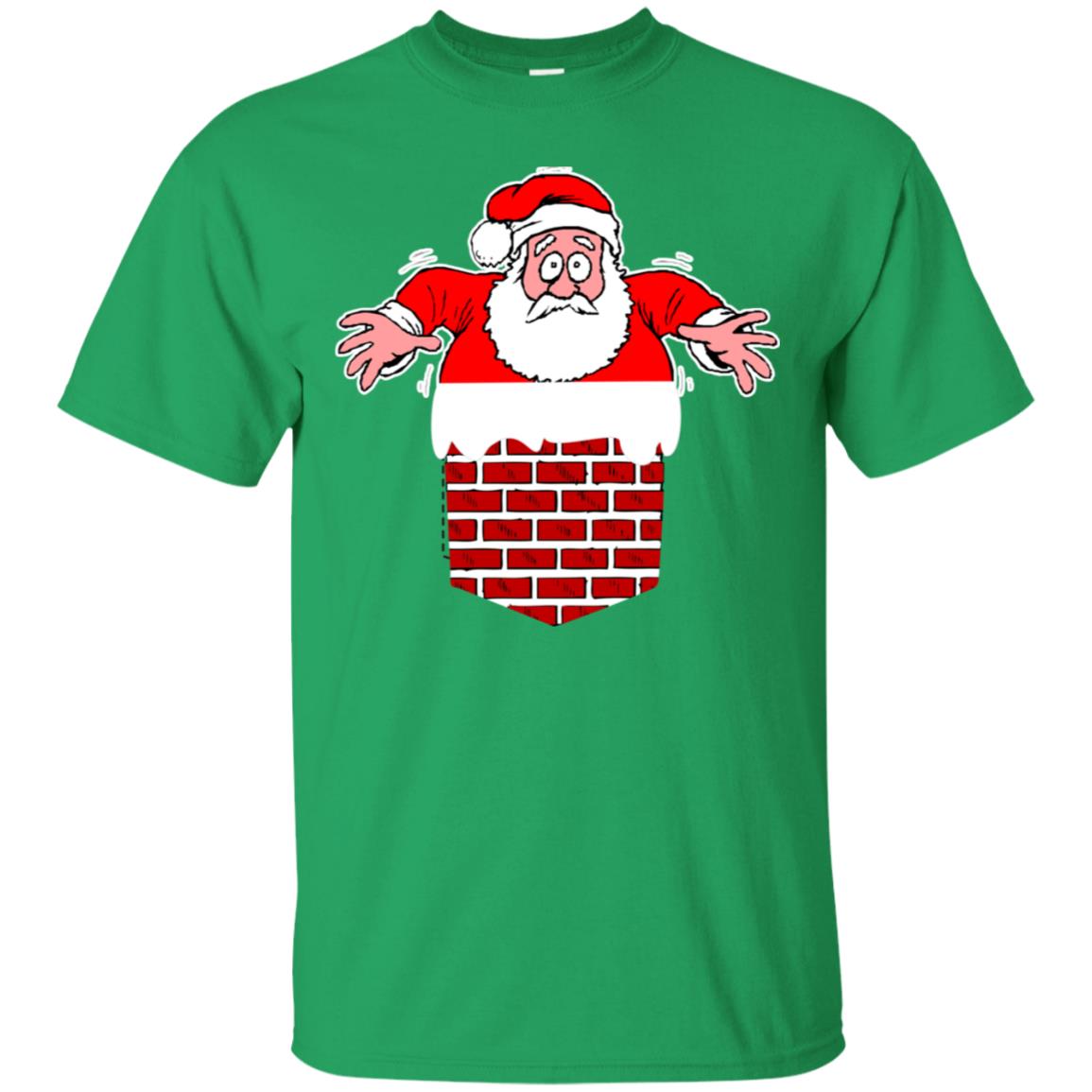Santa Stuck In Chimney Christmas Pocket T Shirt Gift