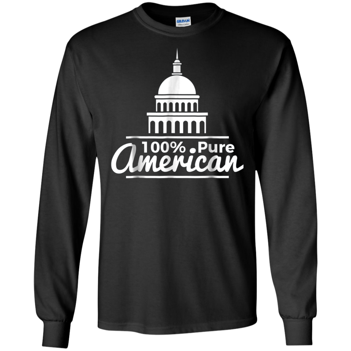100% Pure American Proud Artwork T Shirt USA Citizen Gift