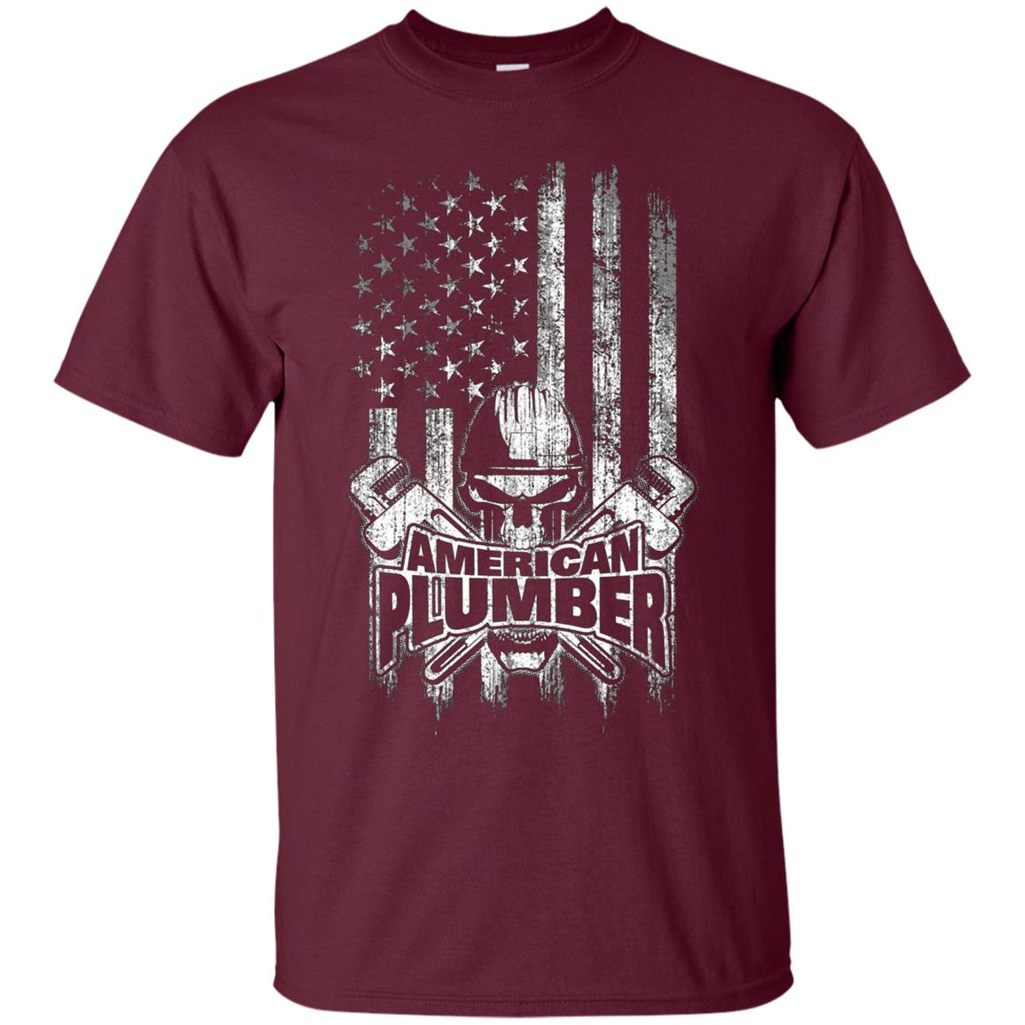 American Plumber T-Shirt Skull and Wrenches