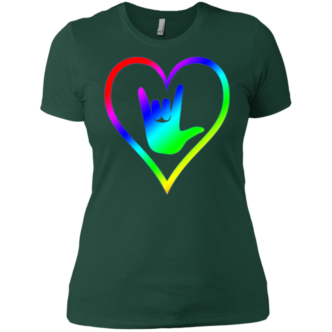 American Sign Language Tshirt I love you - Rainbow - Pride