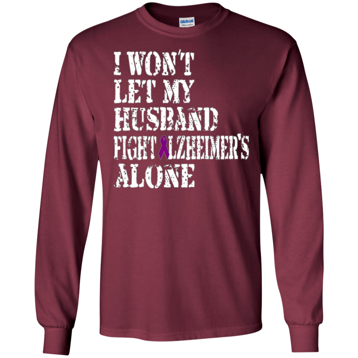 Alzheimer's Awareness T-Shirt For Husbands Purple Ribbon Tee