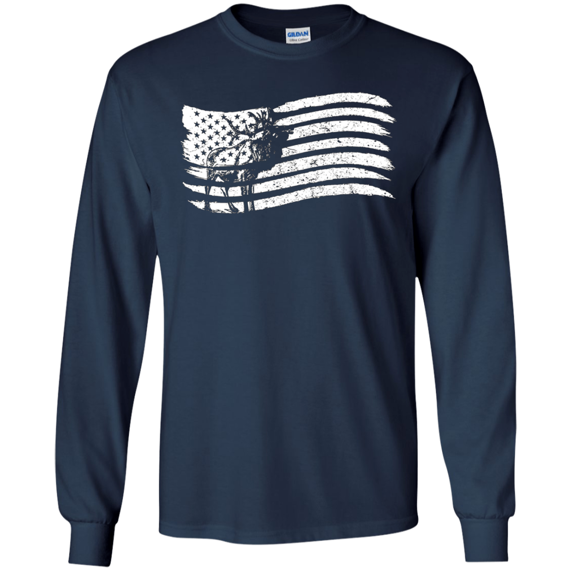 American Flag T-Shirt With Elk Vintage Look