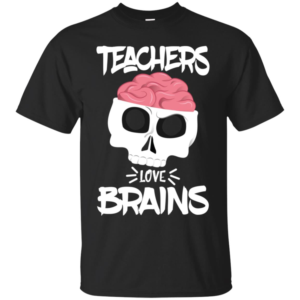 Funny Halloween Skull Teachers Love Brains Long Sleeve Shirt