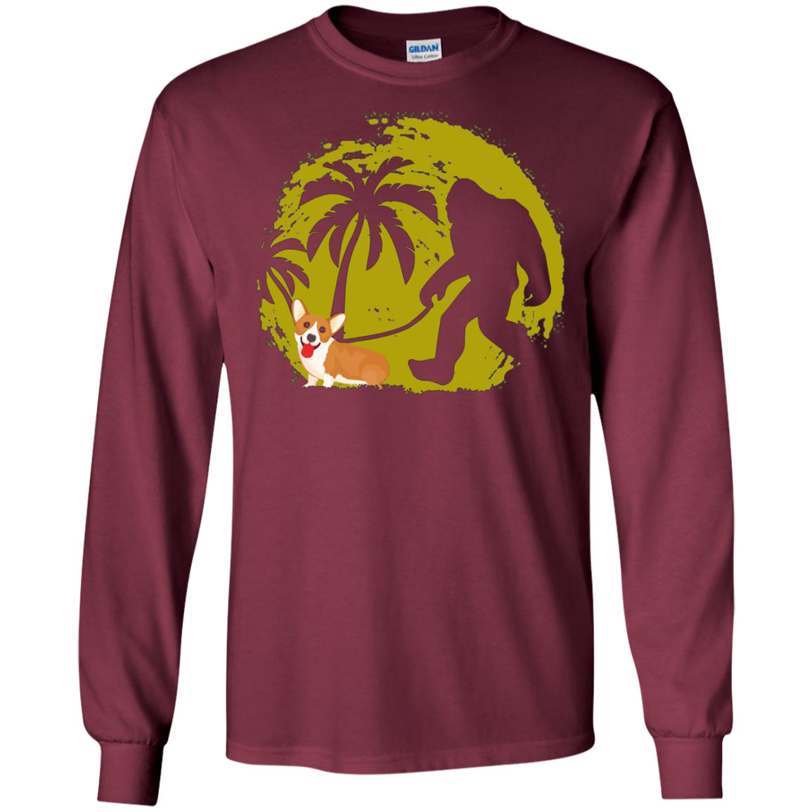 Bigfoot Walking Corgi T Shirt Funny Cute Sasquatch Gift