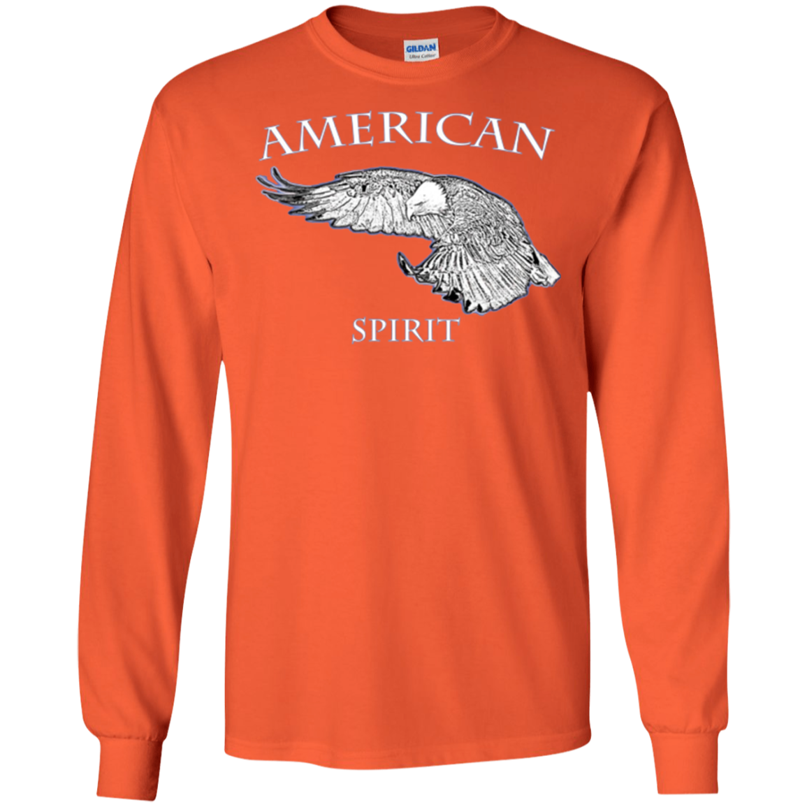 AMERICAN Spirit Bald Eagle Long Sleeve T-shirt B & W Art