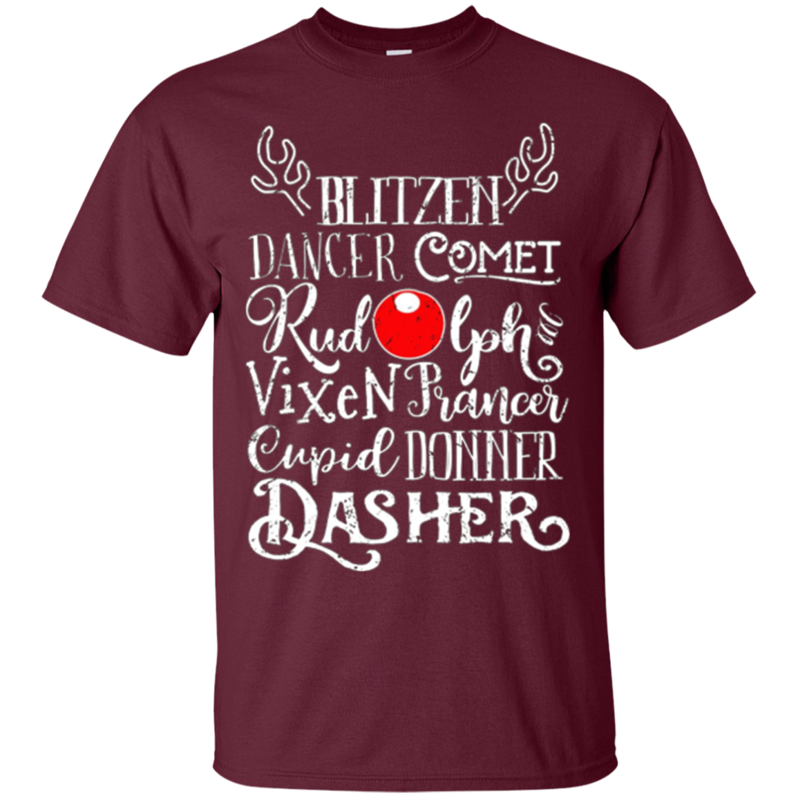 Santa's Reindeer Rudolph List Vintage Christmas Gift T-Shirt