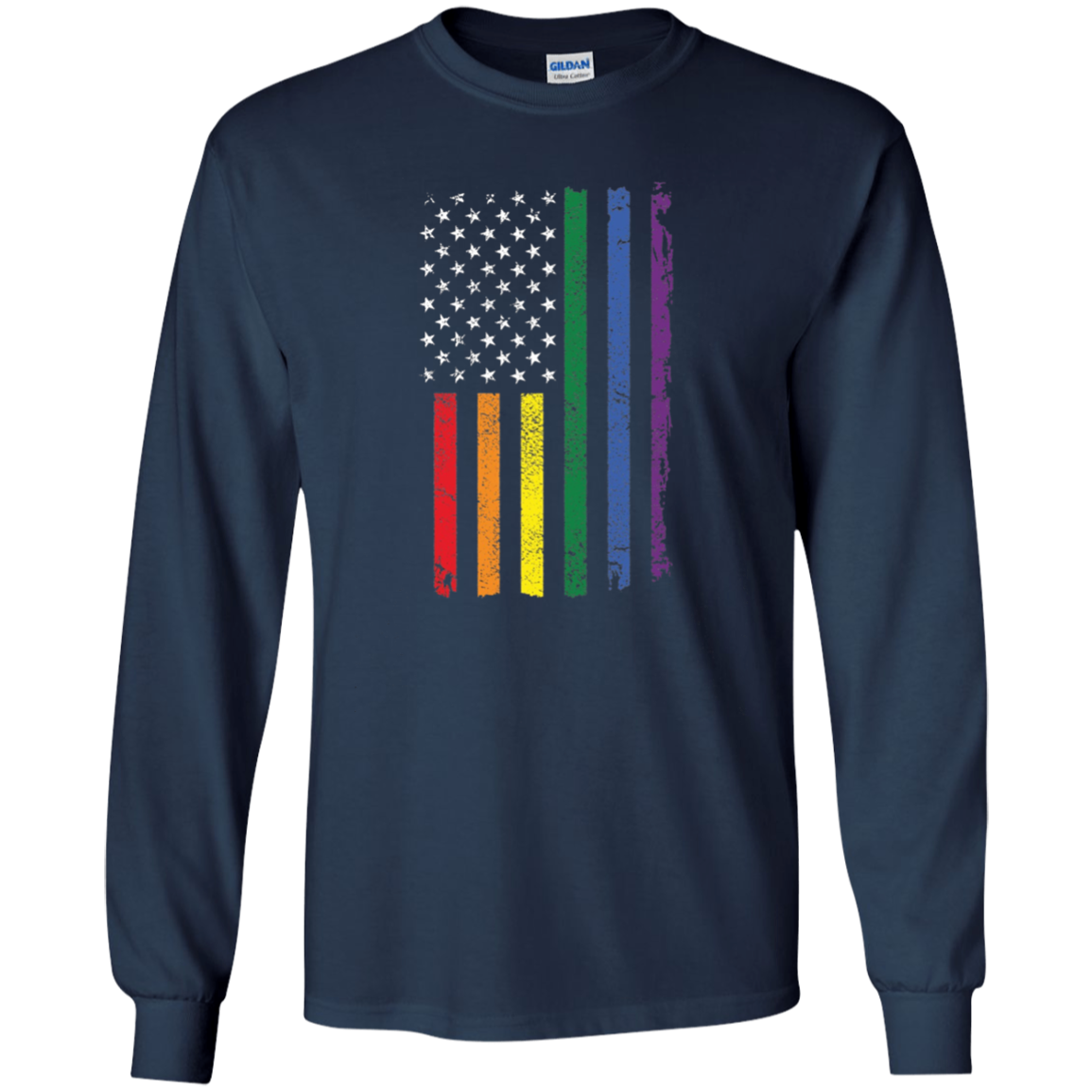 American Flag Rainbow LGBT Supporter Long Sleeve Tshirt