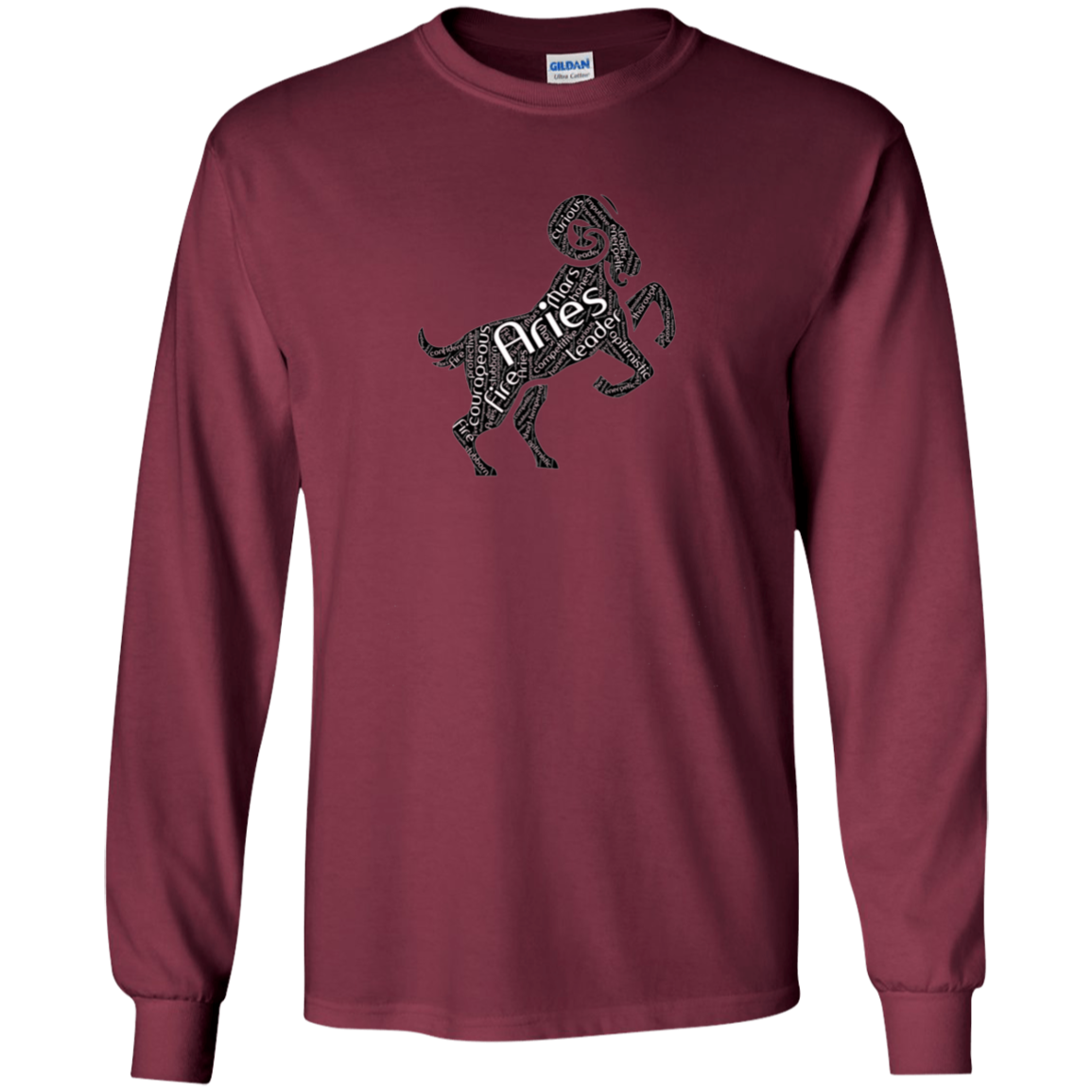 Aries (3/21-4/19) Qualities Art Words Long Sleeve Tee