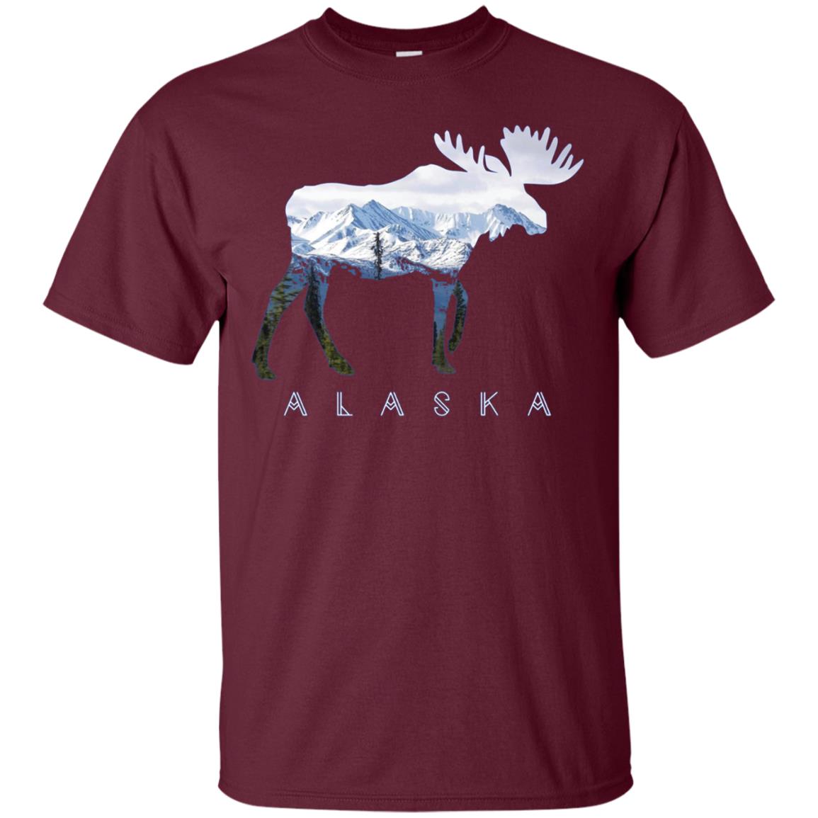 Alaska Day Moose Snowy Mountain Long Sleeve Shirt