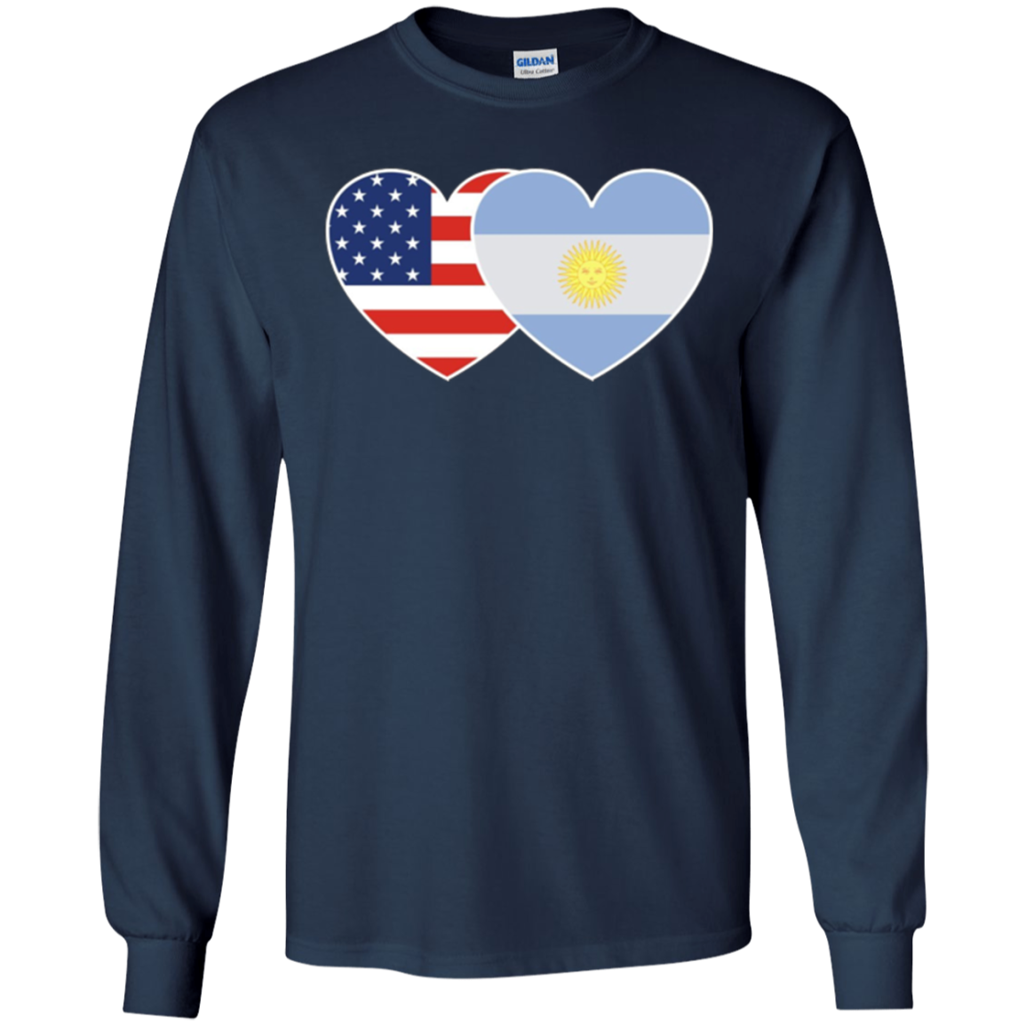 ARGENTINA USA Flag Twin Heart TShirt for Argentine Americans