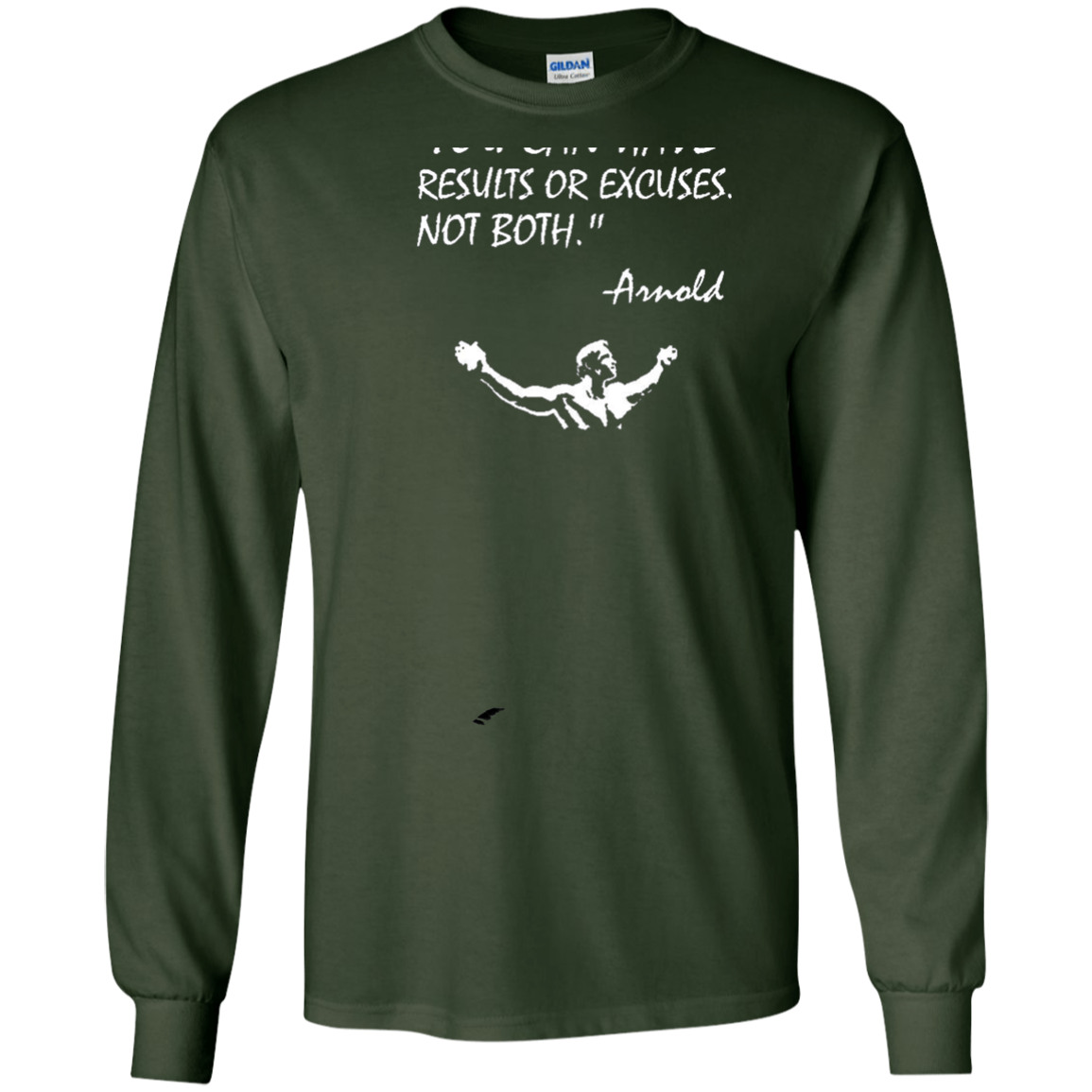 Arnold Quote Results or Excuses Conquer Gym Lifting Workout Mens T Shirt