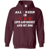 Image of all i need is love and hockey and my dog t-shirt