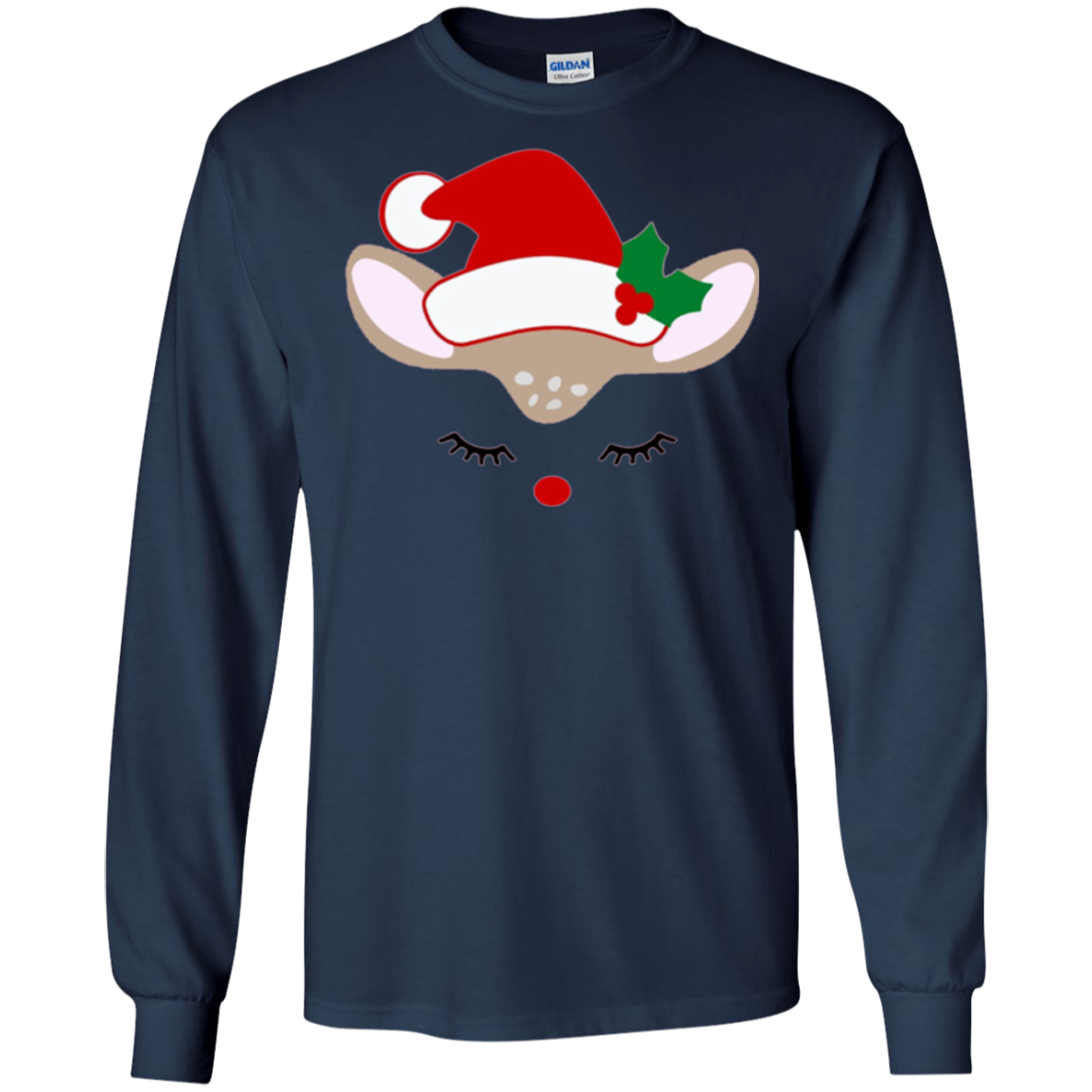 Santa Reindeer Face. Christmas Costume Holiday T-Shirt