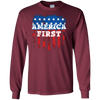 Image of America First USA T Shirt with the American Flag