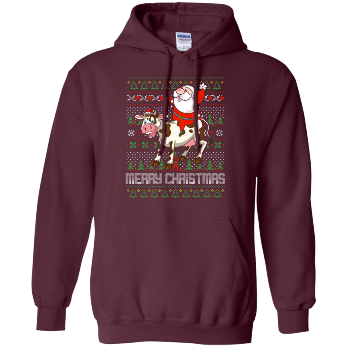 Santa Riding Cow Merry Xmas Farming Gift Tshirt