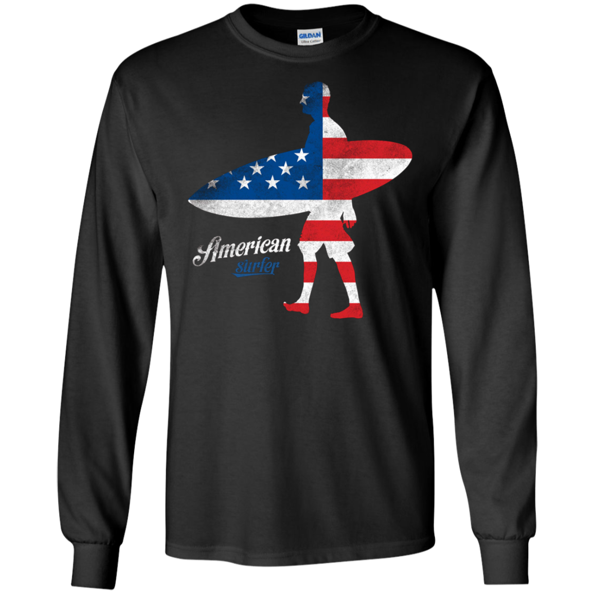 American Flag Surfer Tee Shirt USA Love Surfing Surf Gifts