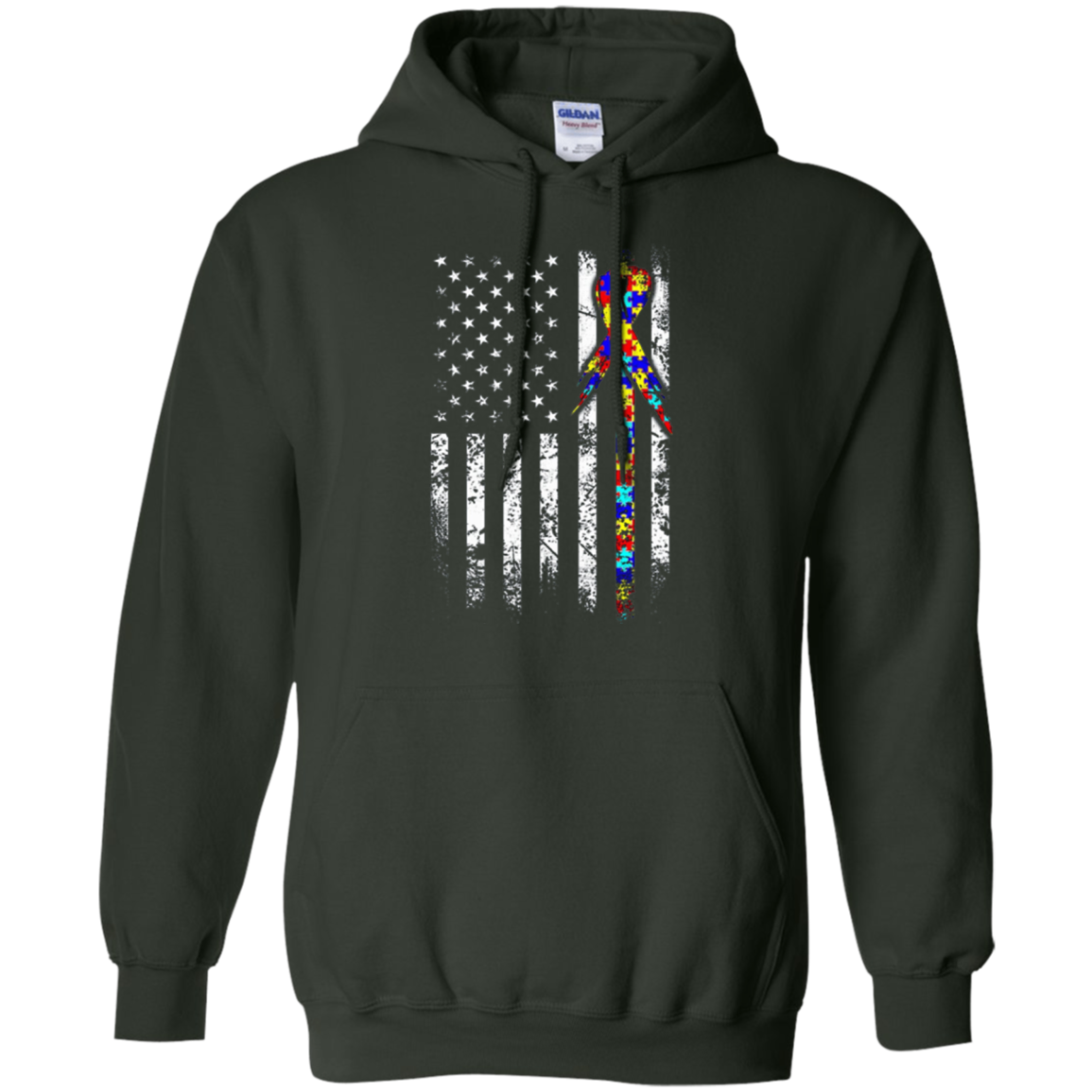 Autism Awareness T-Shirt American Flag Distressed Tee