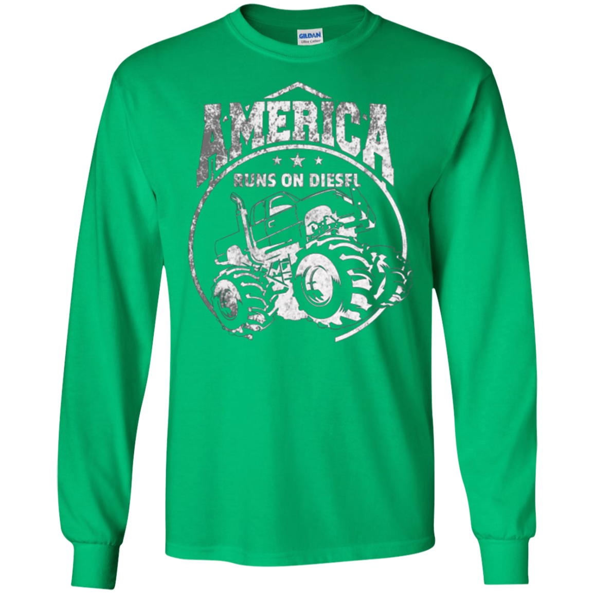 America Runs On Diesel Gear White Monster SUV Truck T-Shirt