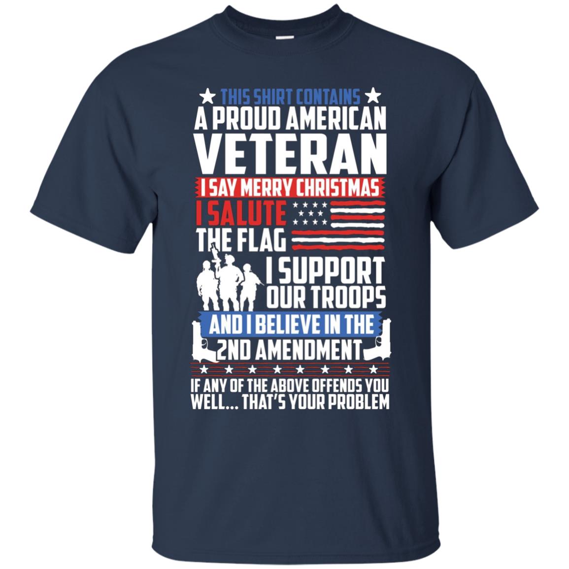 A Proud American Veteran Support Guns Troops Flag LS Shirt