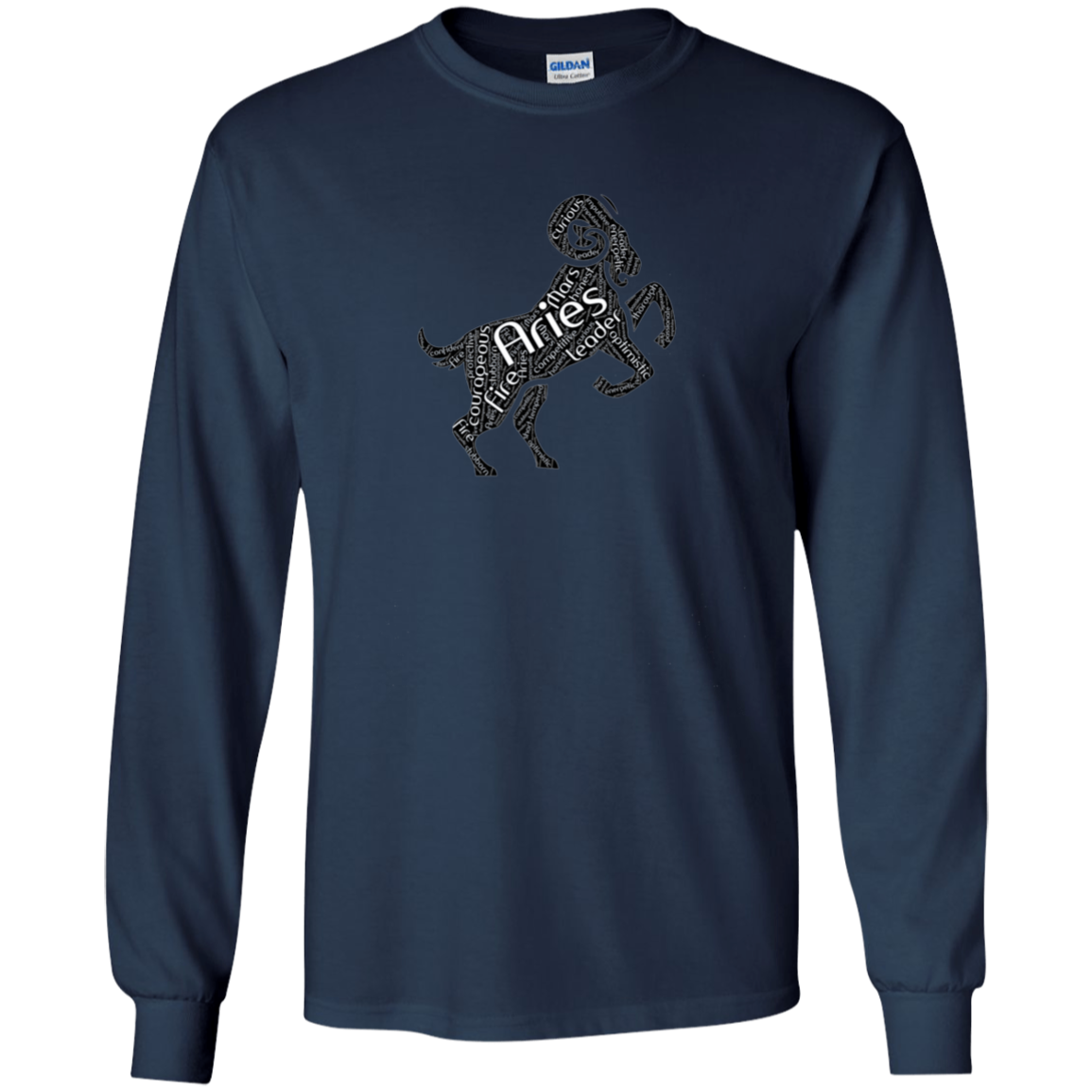 Aries (3/21-4/19) Qualities Art Words Long Sleeve Tee
