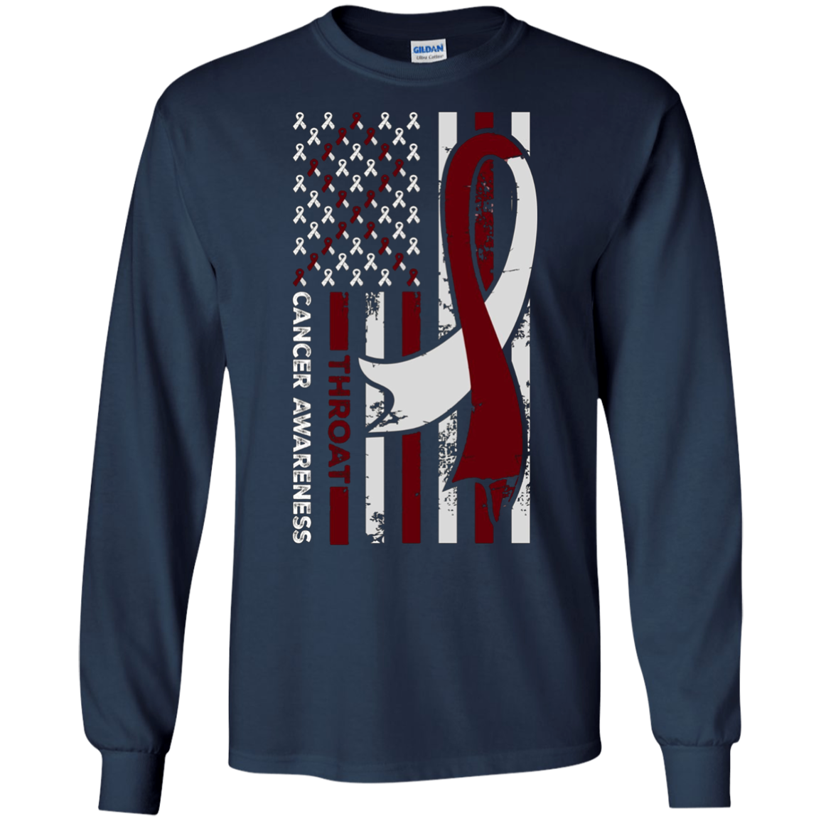 American Flag THROAT Cancer Awareness T-Shirt