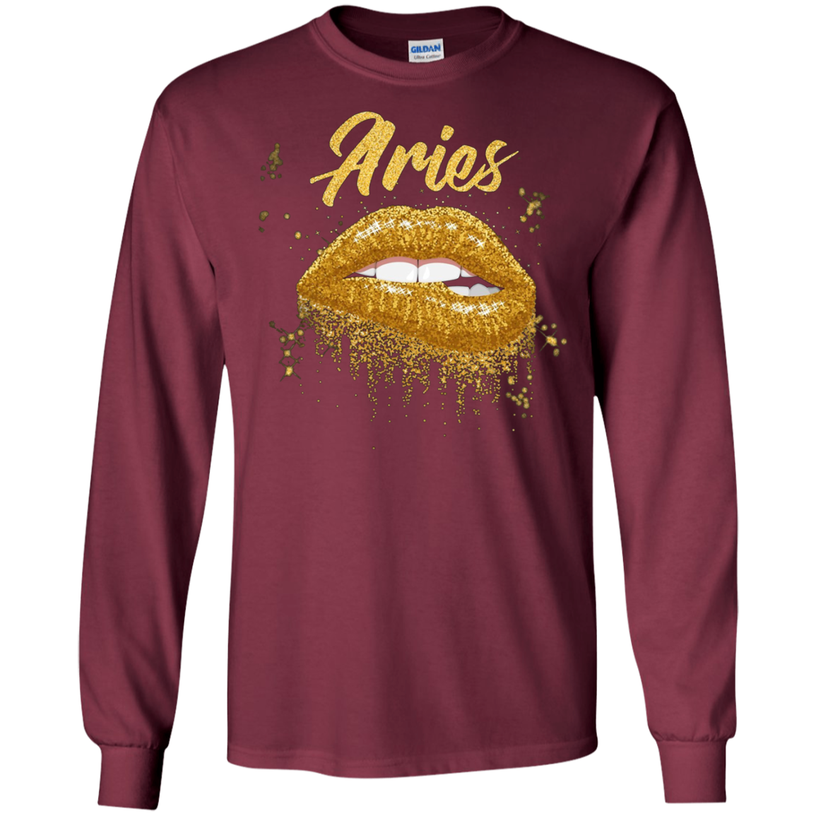 Aries Zodiac Birthday Golden Lips T-Shirt for Black Women