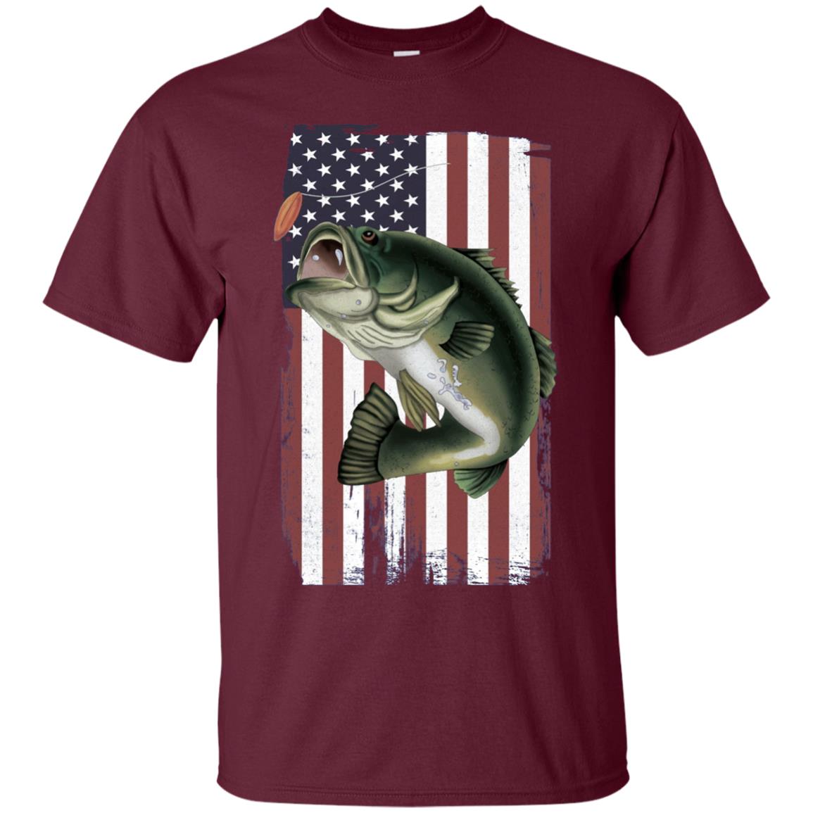 American Flag Patriotic Bass Fishing Shirt for Men Women