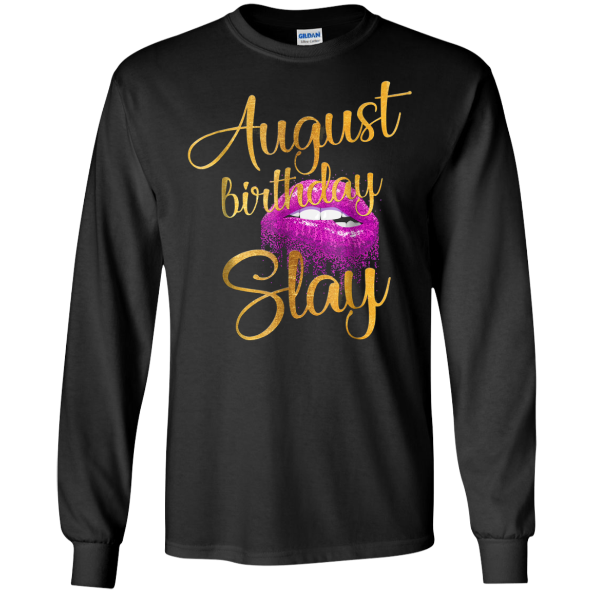 August Birthday Purple Lips Slay T-shirt Birthday Gift