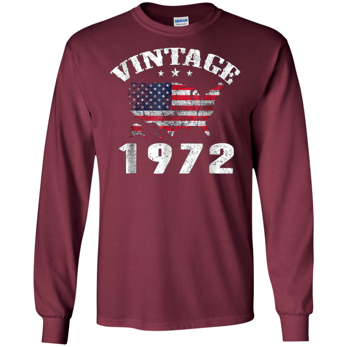 American USA Flag Vintage 1972 Shirt 46th Birthday Gifts Tee