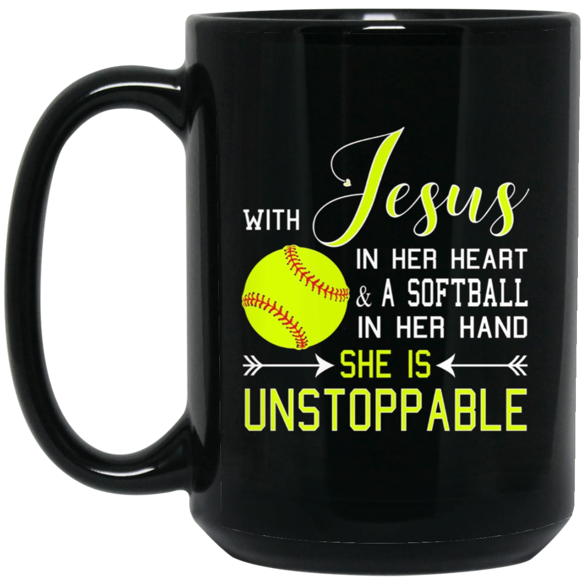 WITH JESUS IN HER HEART & A Softball Hand She Is T-Shirt
