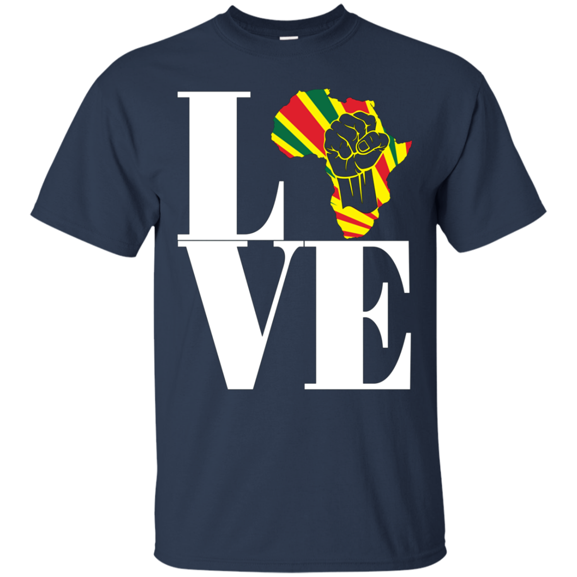 African black power map raised fist I love Africa t-shirt